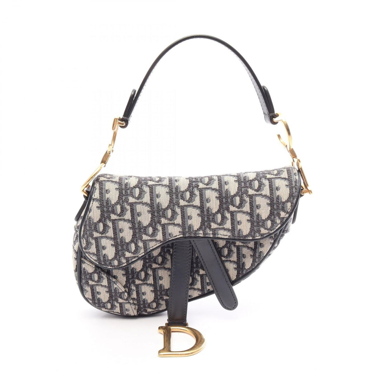 Dior Saddle Bag Mini Oblique Jacquard Beige Navy Canvas Leather