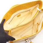 Celine Tote Bag Croco Embossed Natural Yellow Canvas Leather — view 3