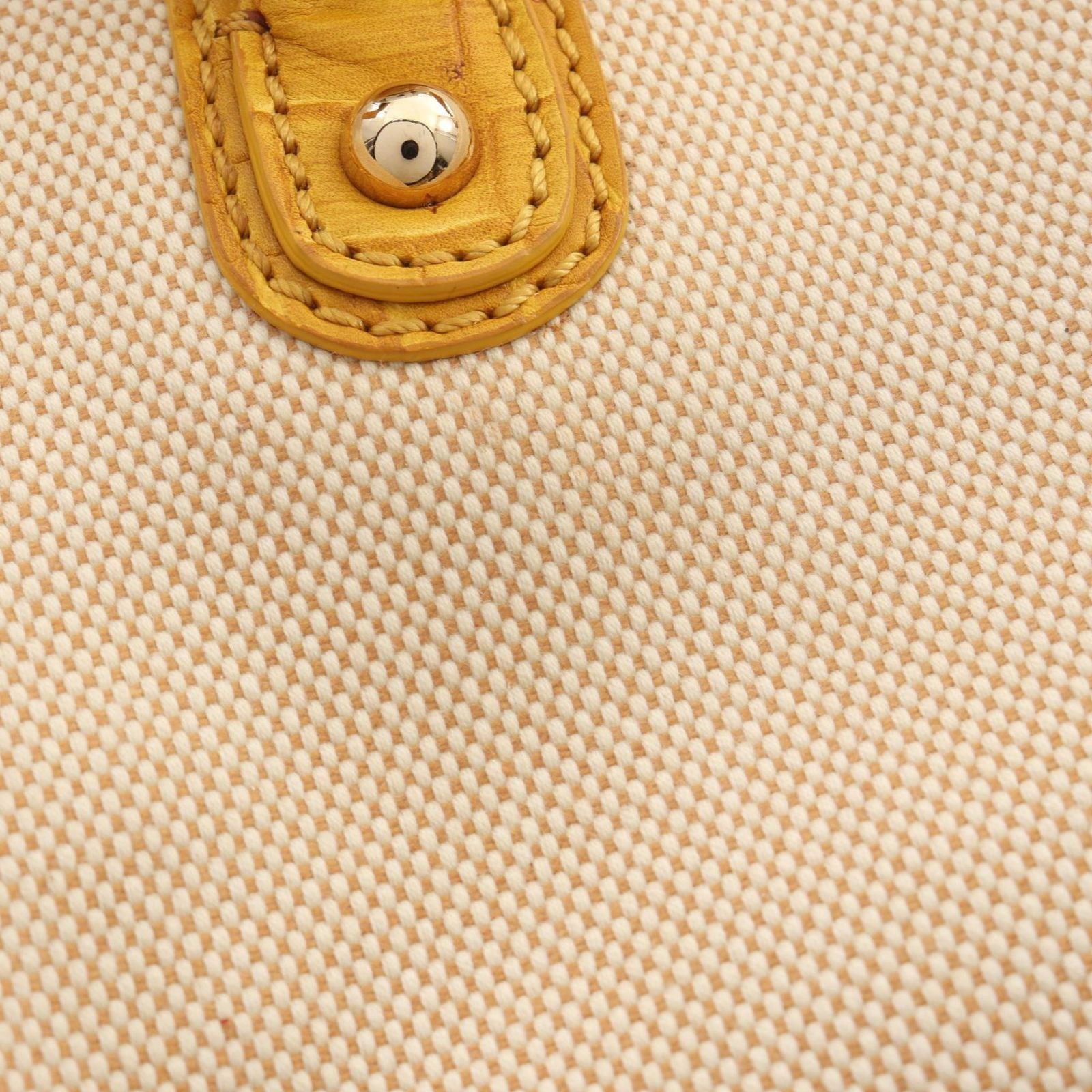 Celine Tote Bag Croco Embossed Natural Yellow Canvas Leather — view 8