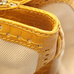Celine Tote Bag Croco Embossed Natural Yellow Canvas Leather — view 5