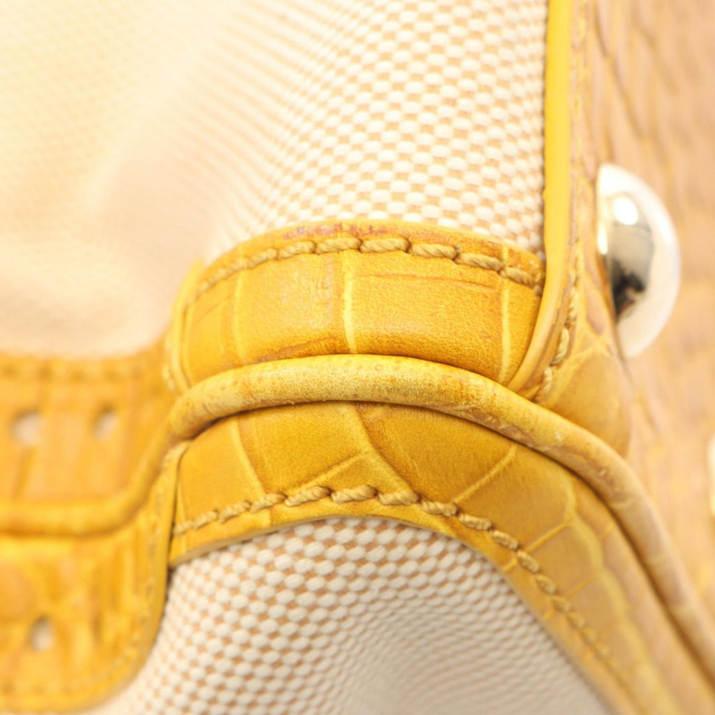 Celine Tote Bag Croco Embossed Natural Yellow Canvas Leather — view 6