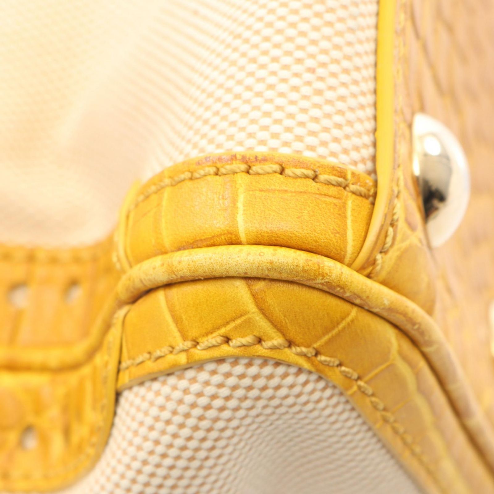 Celine Tote Bag Croco Embossed Natural Yellow Canvas Leather — view 6