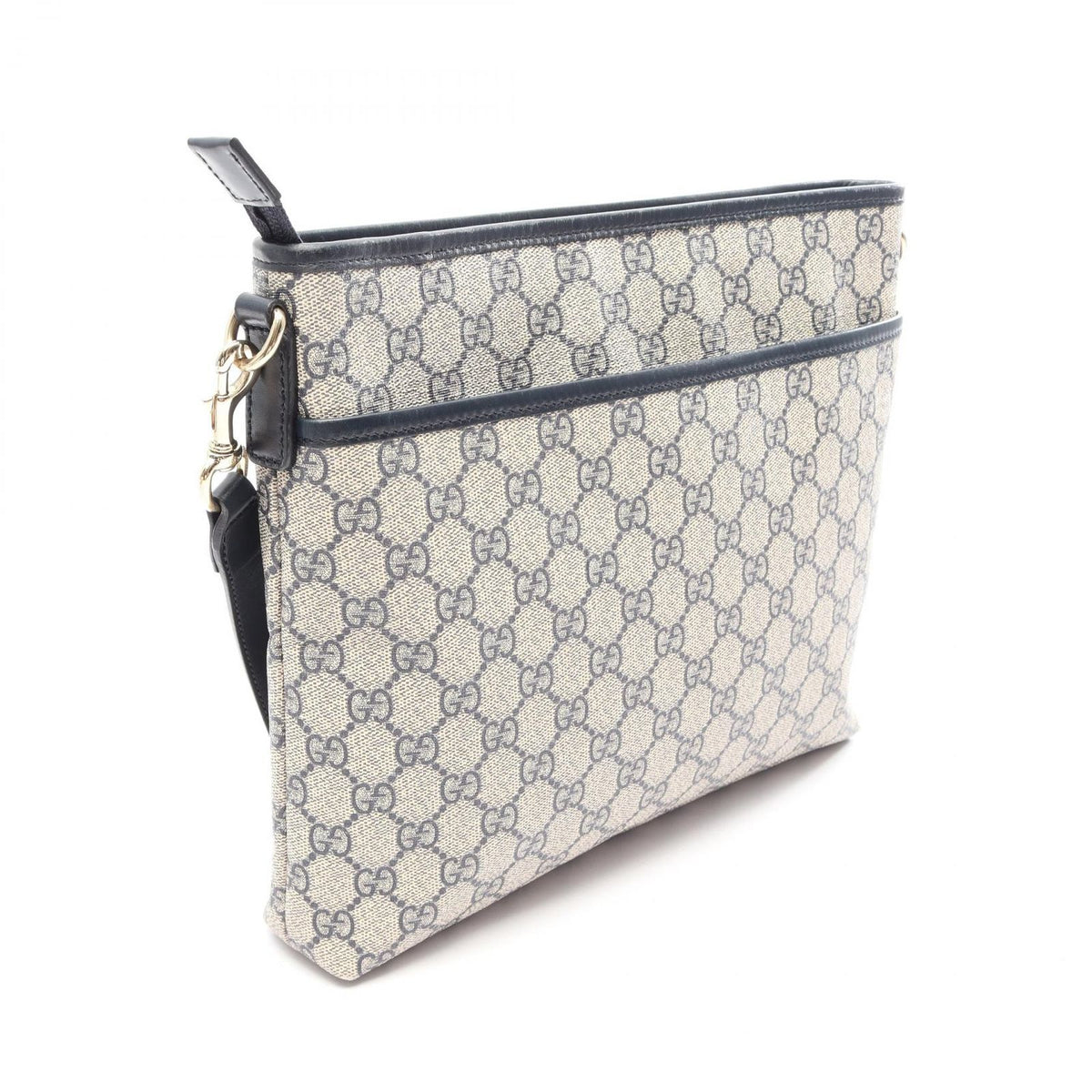 Gucci Shoulder Bag GG Supreme Beige Navy Canvas Leather — view 2