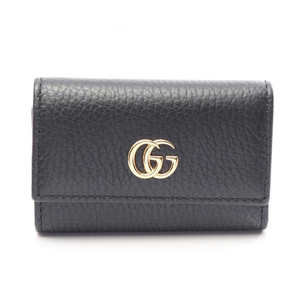 Gucci Key Case GG Marmont Petit 6 Rows Black Leather Mo Manto Key Holder