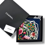 Chanel Scarf Cruise Silk Flower & Pearl Logo Black — view 2