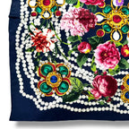 Chanel Scarf Cruise Silk Flower & Pearl Logo Black — view 7