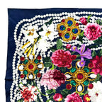 Chanel Scarf Cruise Silk Flower & Pearl Logo Black — view 4