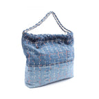 Chanel Shoulder Bag Quilted 22 Large Sequin Blue Denim Chain Backpack — view 2