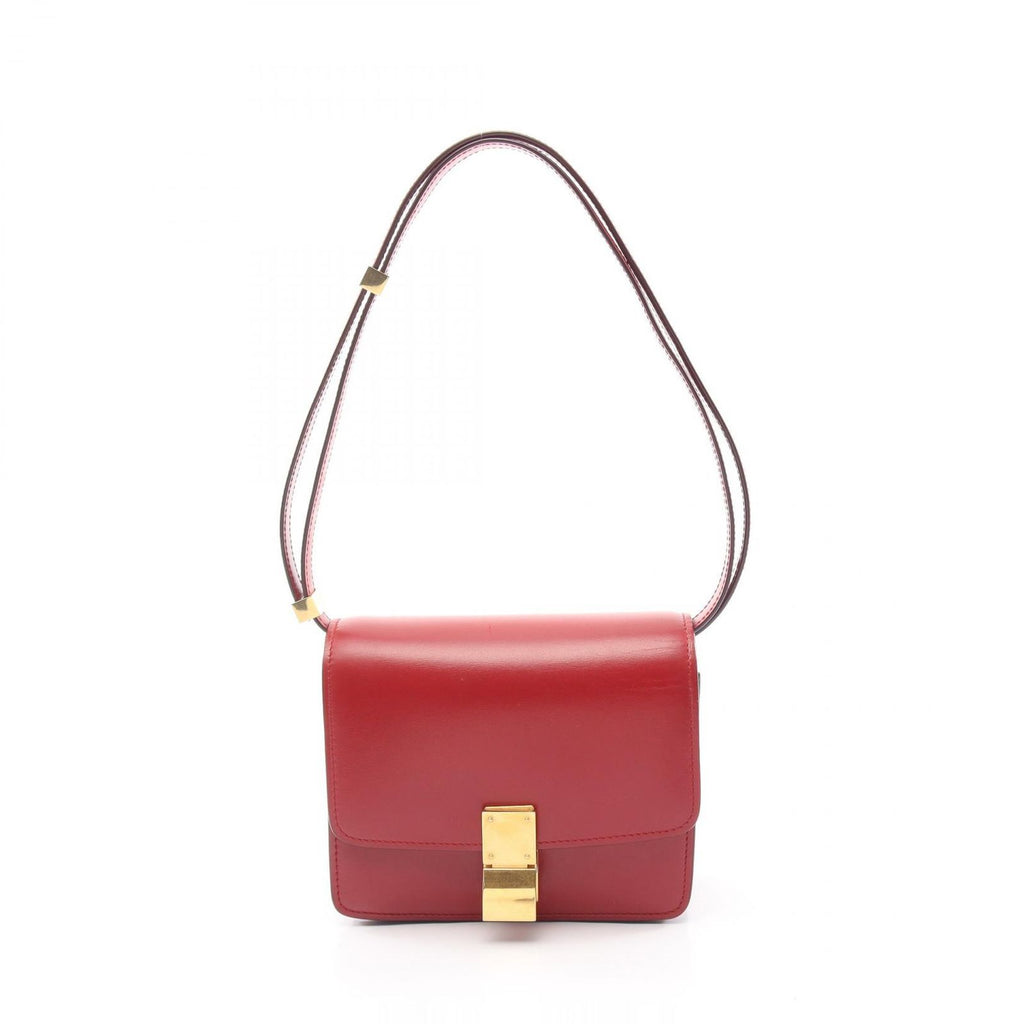 Celine Shoulder Bag Classic Box Small Red Leather Mini