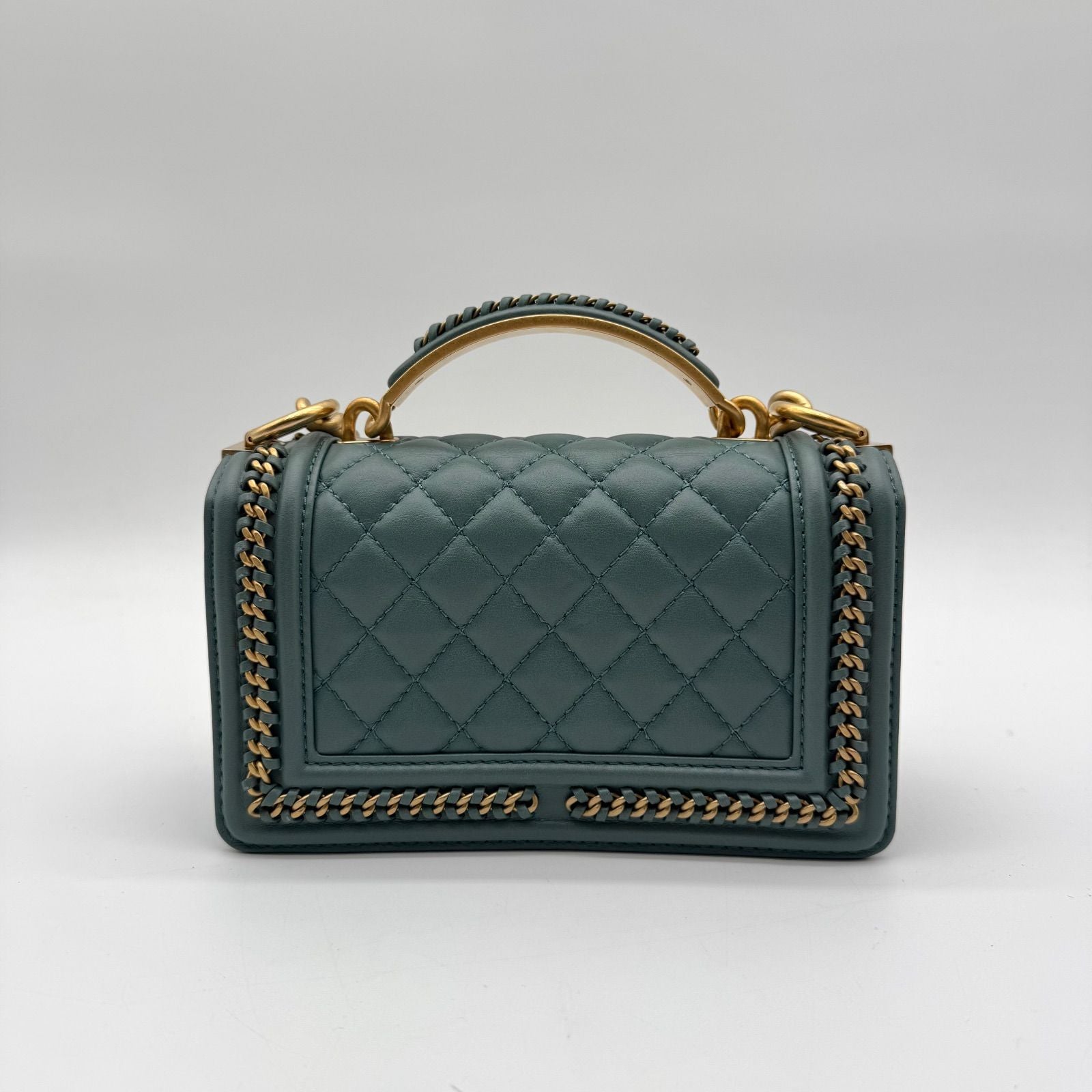 Chanel Shoulder Bag Boy Top Handle CC Logo Leather — view 2