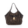 Fendi Zucca Brown Canvas Leather Shoulder Bag