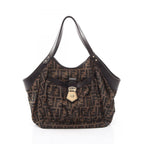 Fendi Zucca Brown Canvas Leather Shoulder Bag