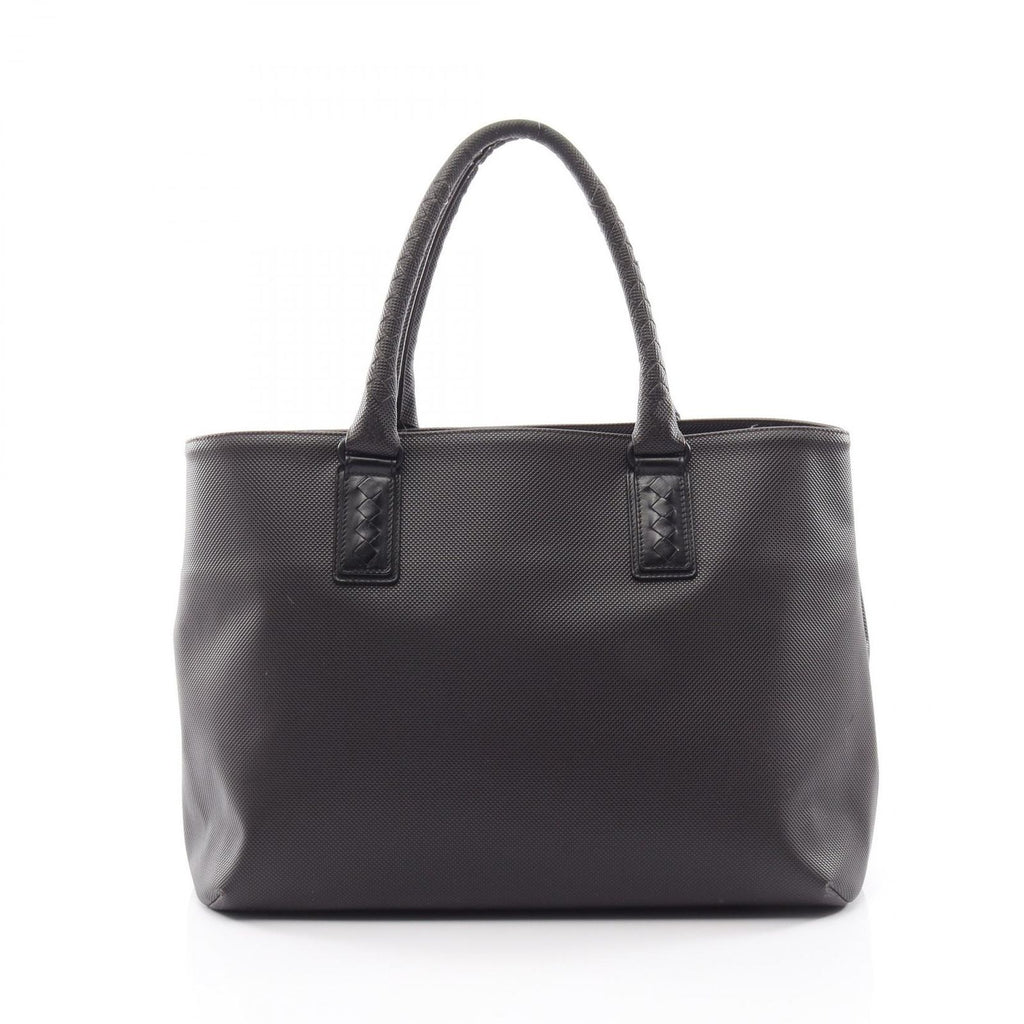 Bottega Veneta Tote Bag Marco Polo Intreccio Jet Dark Brown Canvas Leather