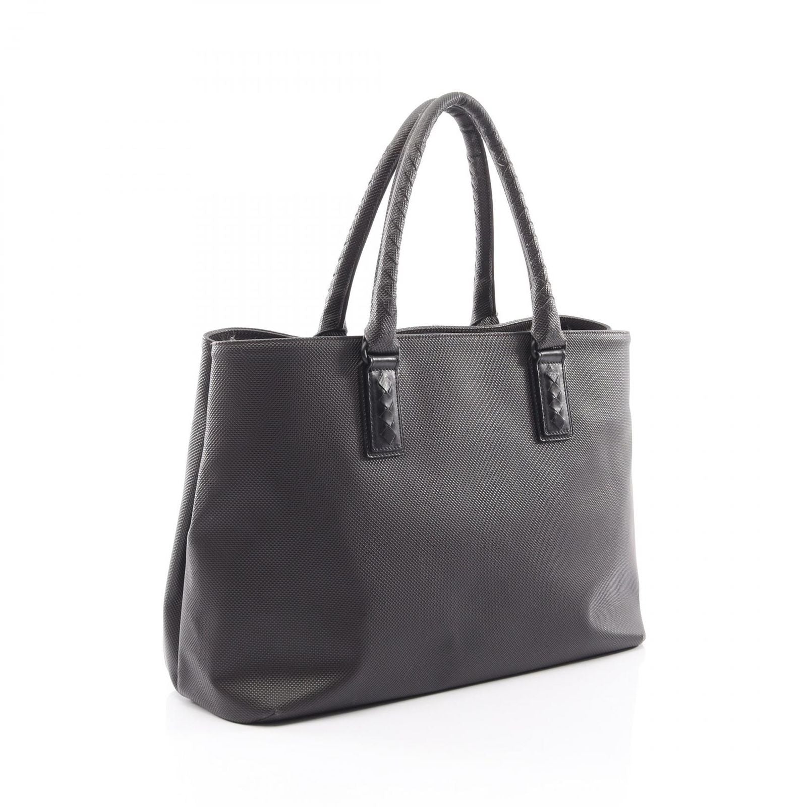 Bottega Veneta Tote Bag Marco Polo Intreccio Jet Dark Brown Canvas Leather — view 2