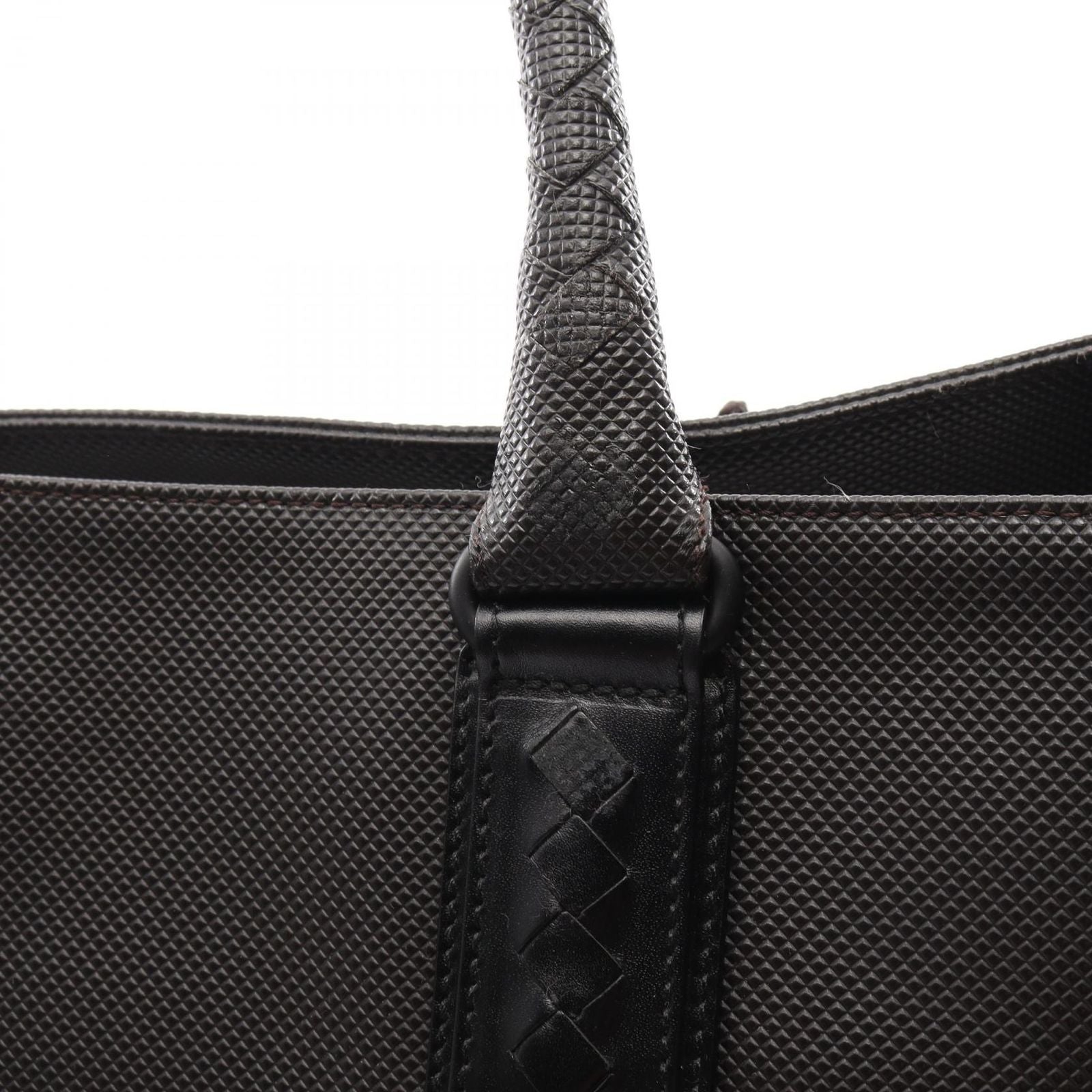 Bottega Veneta Tote Bag Marco Polo Intreccio Jet Dark Brown Canvas Leather — view 7