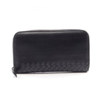 Bottega Veneta Round Wallet Intrecciato Black Leather