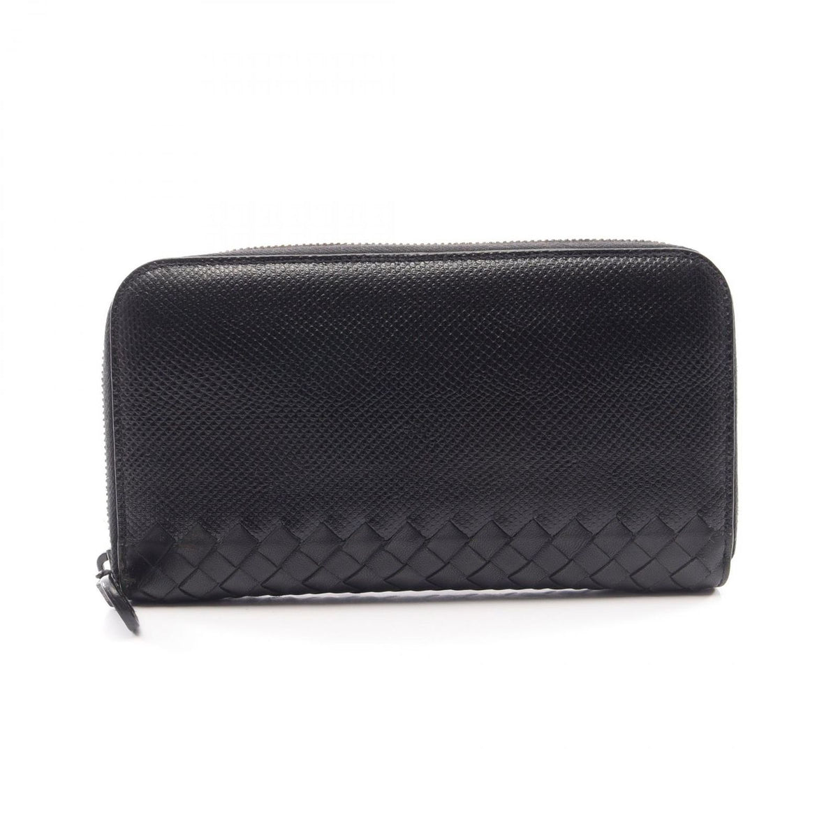 Bottega Veneta Round Wallet Intrecciato Black Leather