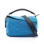 Loewe Handbag Puzzle Bag 2-Way Blue Black Leather