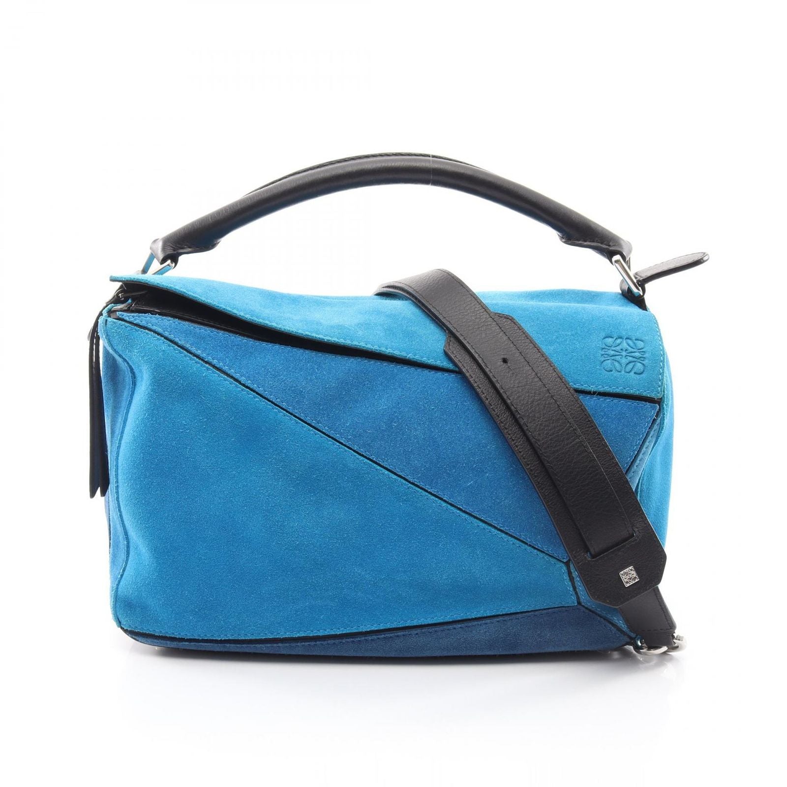 Loewe Handbag Puzzle Bag 2-Way Blue Black Leather