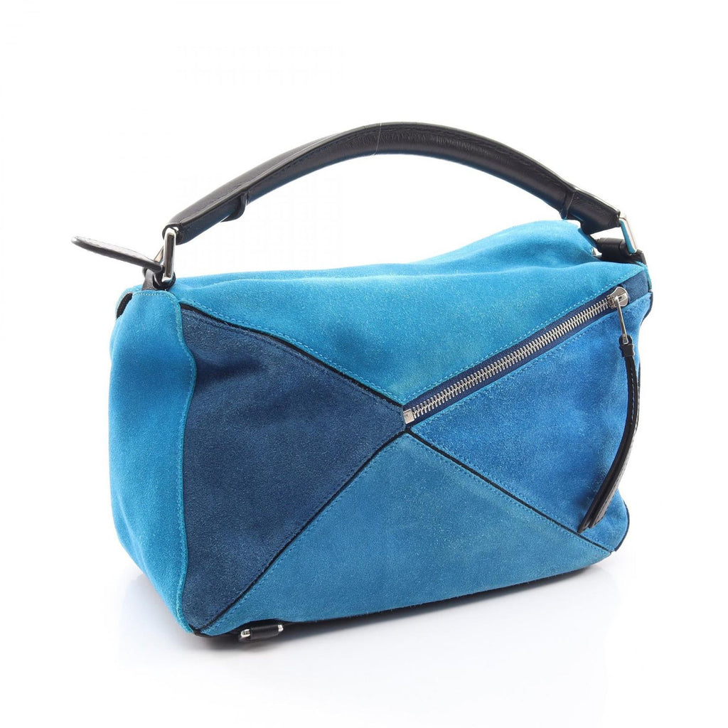 Loewe Handbag Puzzle Bag 2-Way Blue Black Leather — view 2