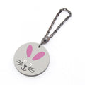 Hermes Charm Rabbit Gray Leather Keychain