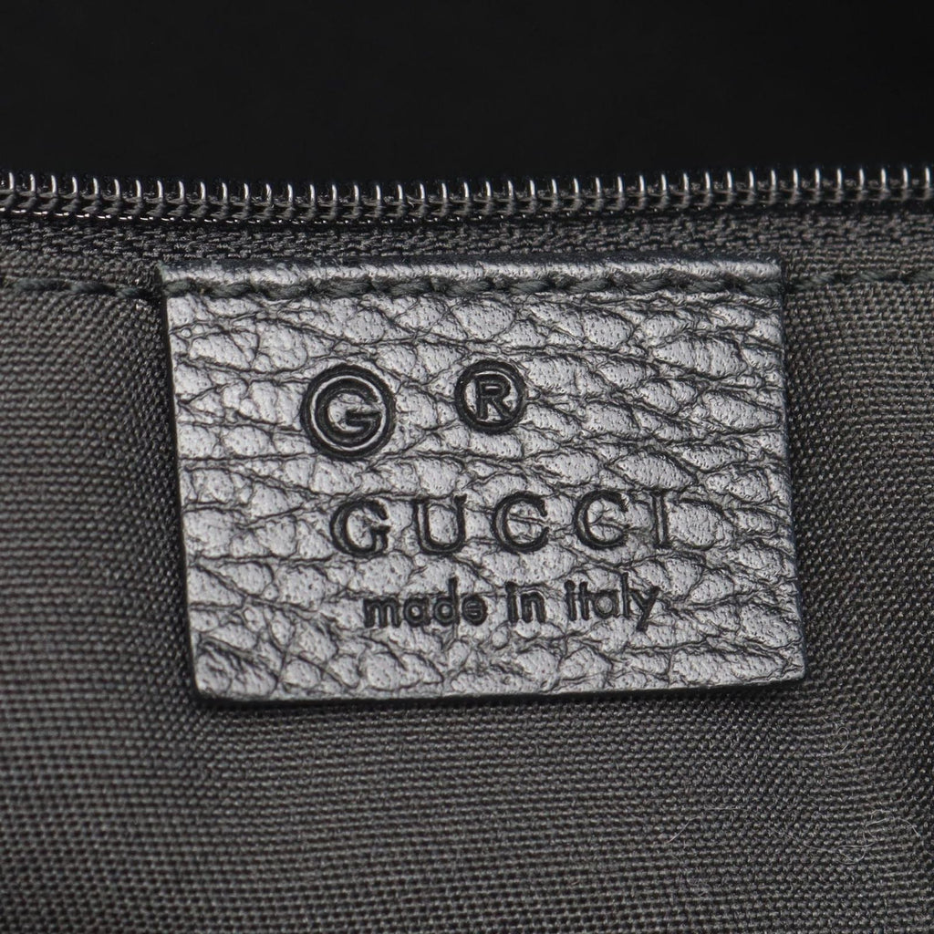 Gucci Tote Bag Bamboo GG Pattern Black Denim Leather Tassel — view 4