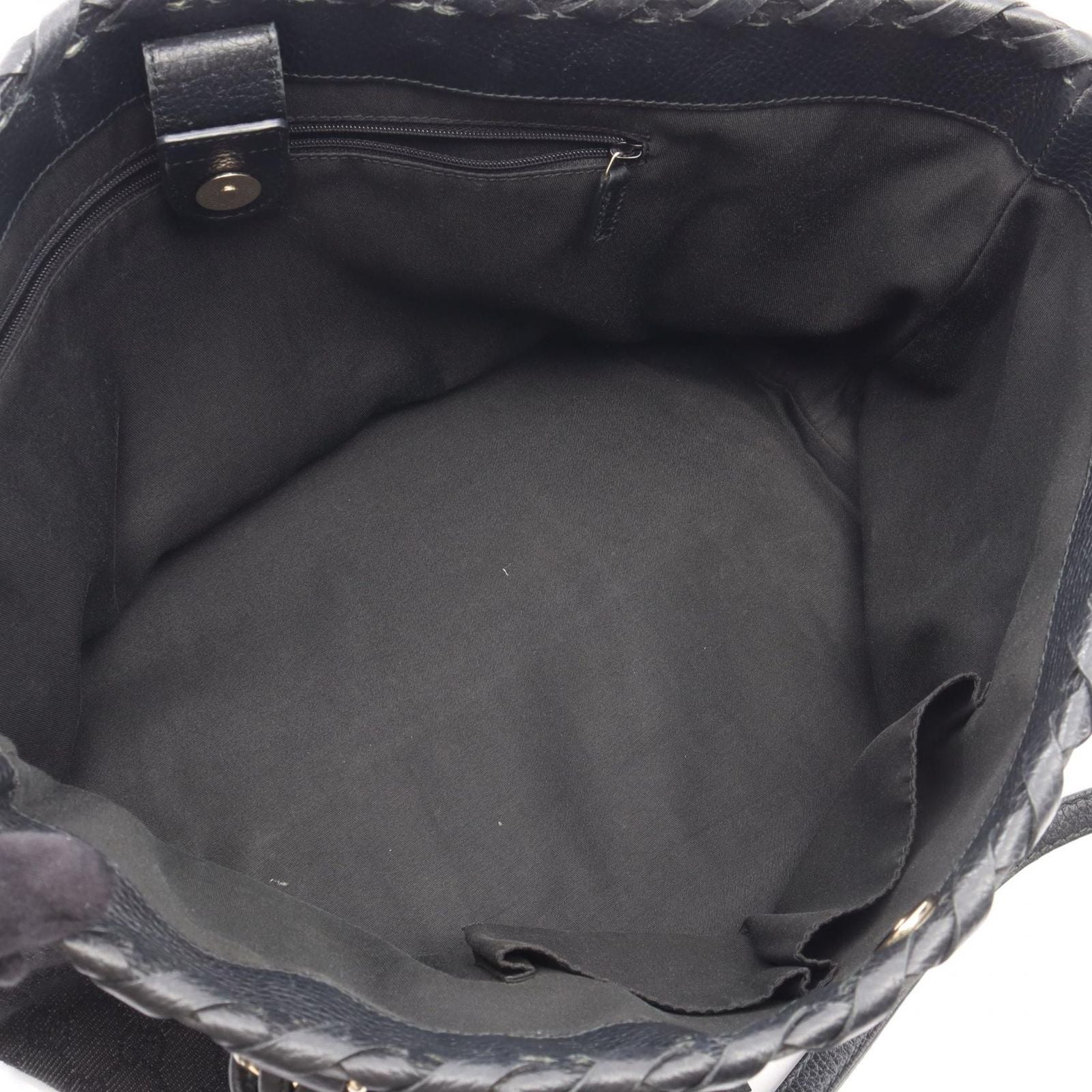 Gucci Tote Bag Bamboo GG Pattern Black Denim Leather Tassel — view 3
