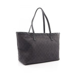 Gucci Tote Bag Bamboo GG Pattern Black Denim Leather Tassel — view 2