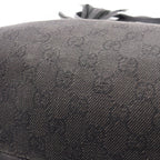 Gucci Tote Bag Bamboo GG Pattern Black Denim Leather Tassel — view 8