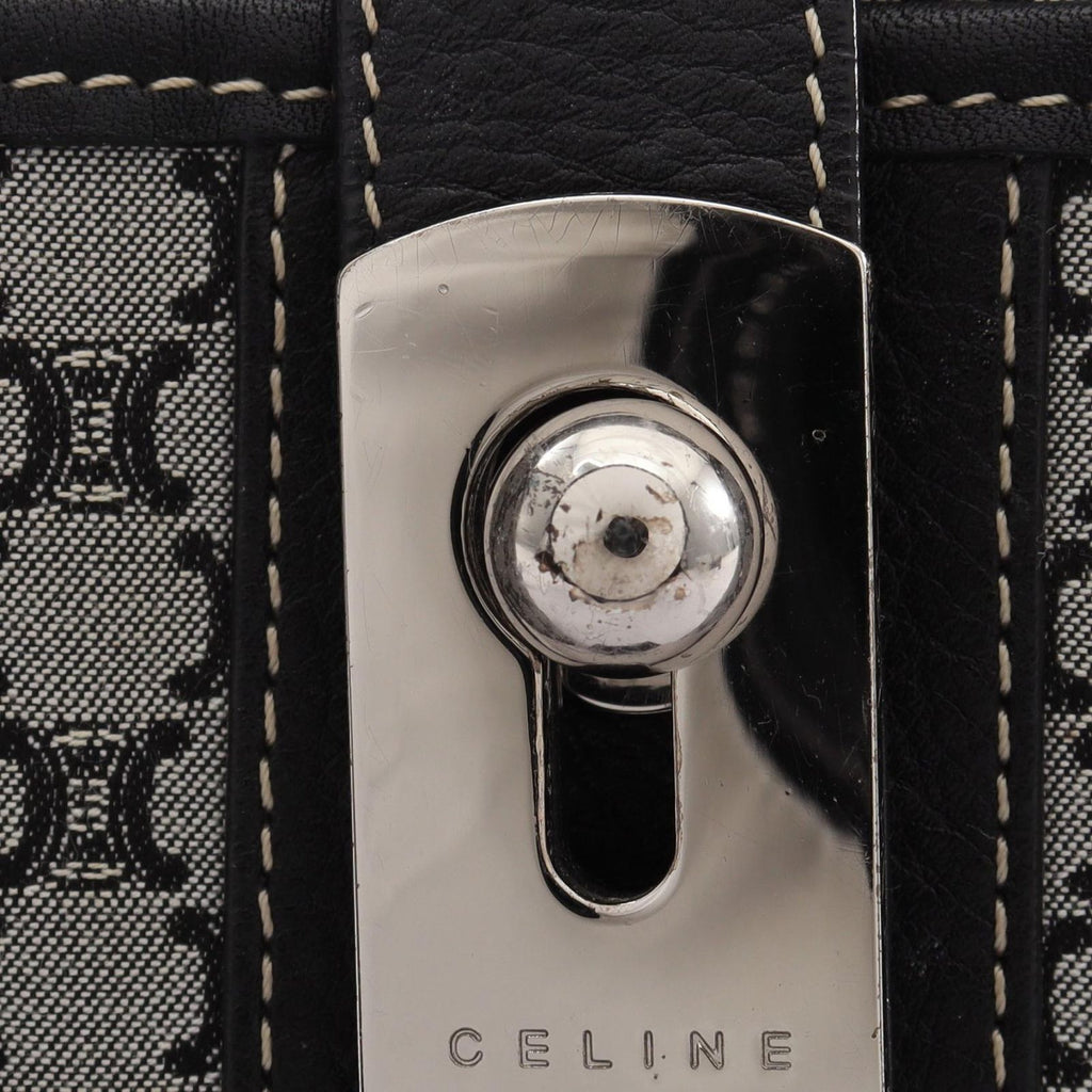 Celine Tote Bag Macadam Gray Black Canvas Leather Paris — view 5