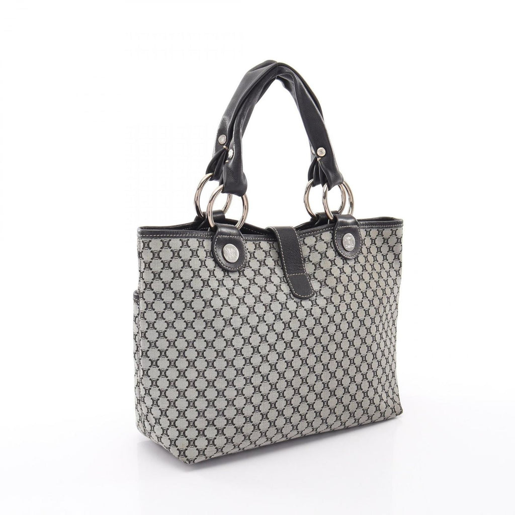 Celine Tote Bag Macadam Gray Black Canvas Leather Paris — view 2