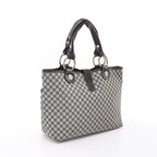 Celine Tote Bag Macadam Gray Black Canvas Leather Paris — view 2