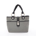 Celine Tote Bag Macadam Gray Black Canvas Leather Paris
