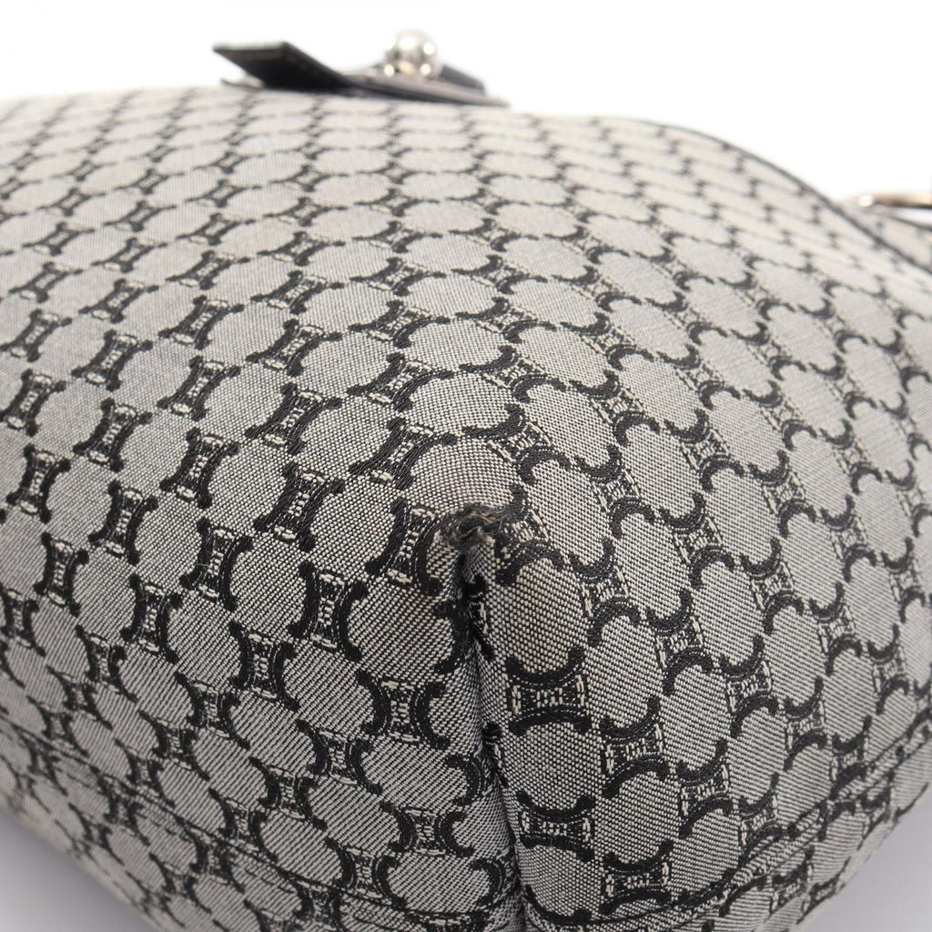 Celine Tote Bag Macadam Gray Black Canvas Leather Paris — view 6