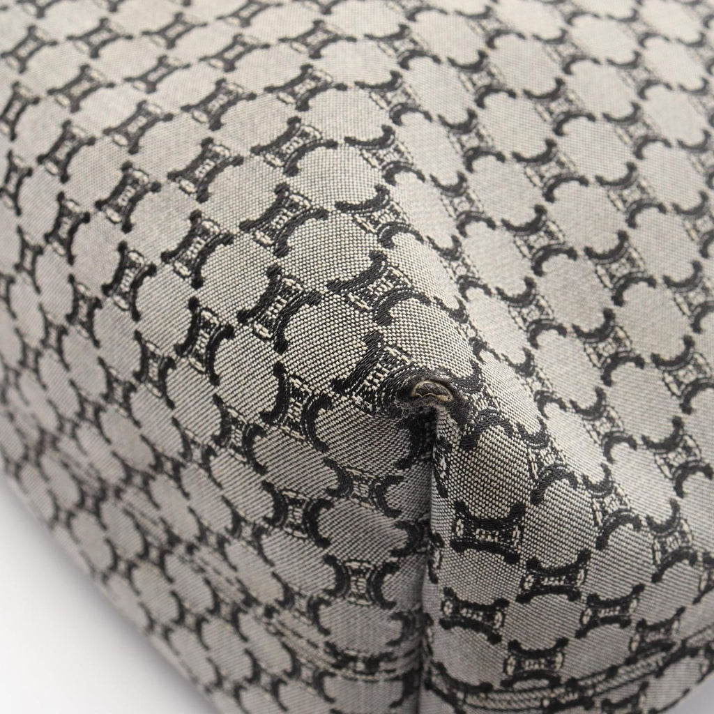 Celine Tote Bag Macadam Gray Black Canvas Leather Paris — view 7