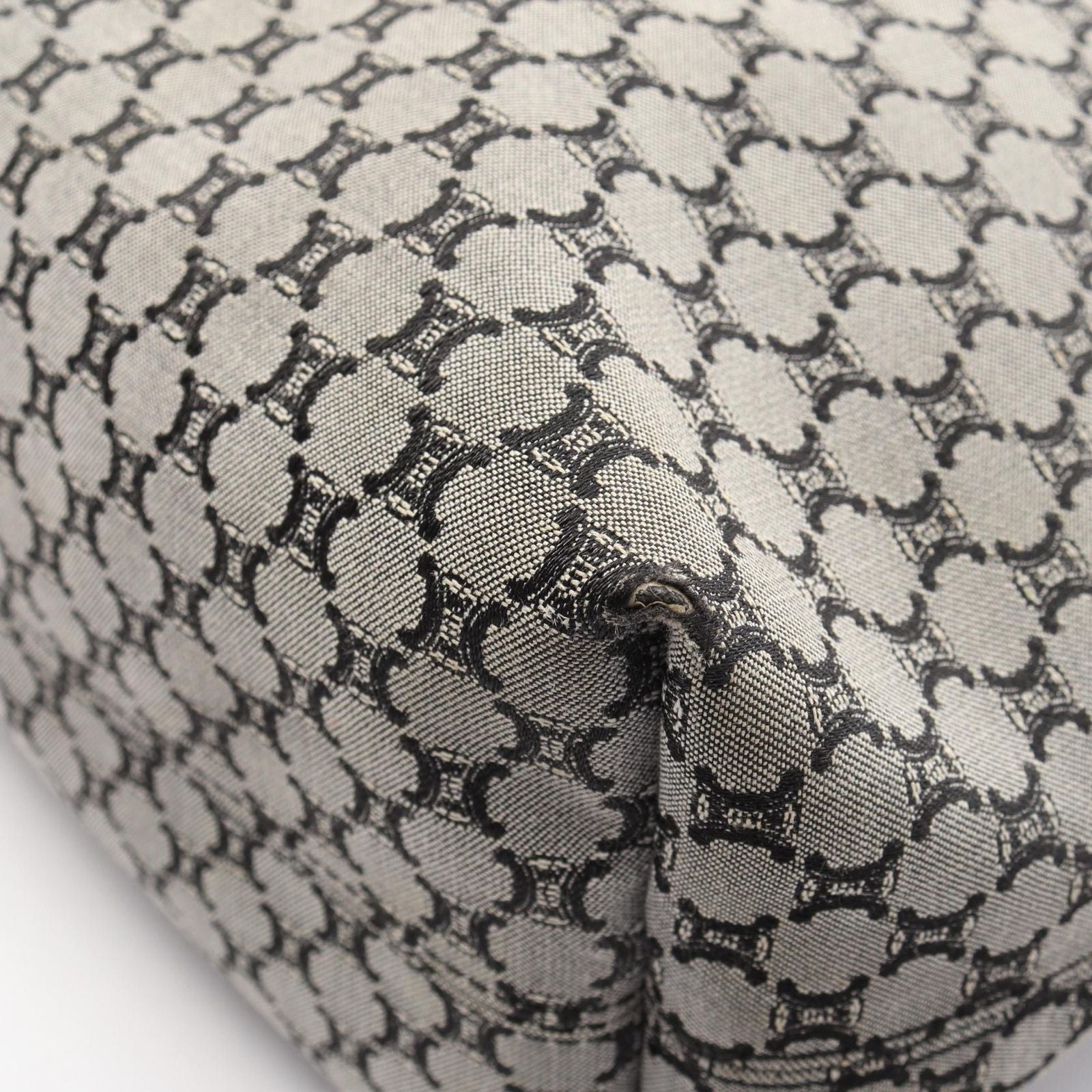 Celine Tote Bag Macadam Gray Black Canvas Leather Paris — view 7
