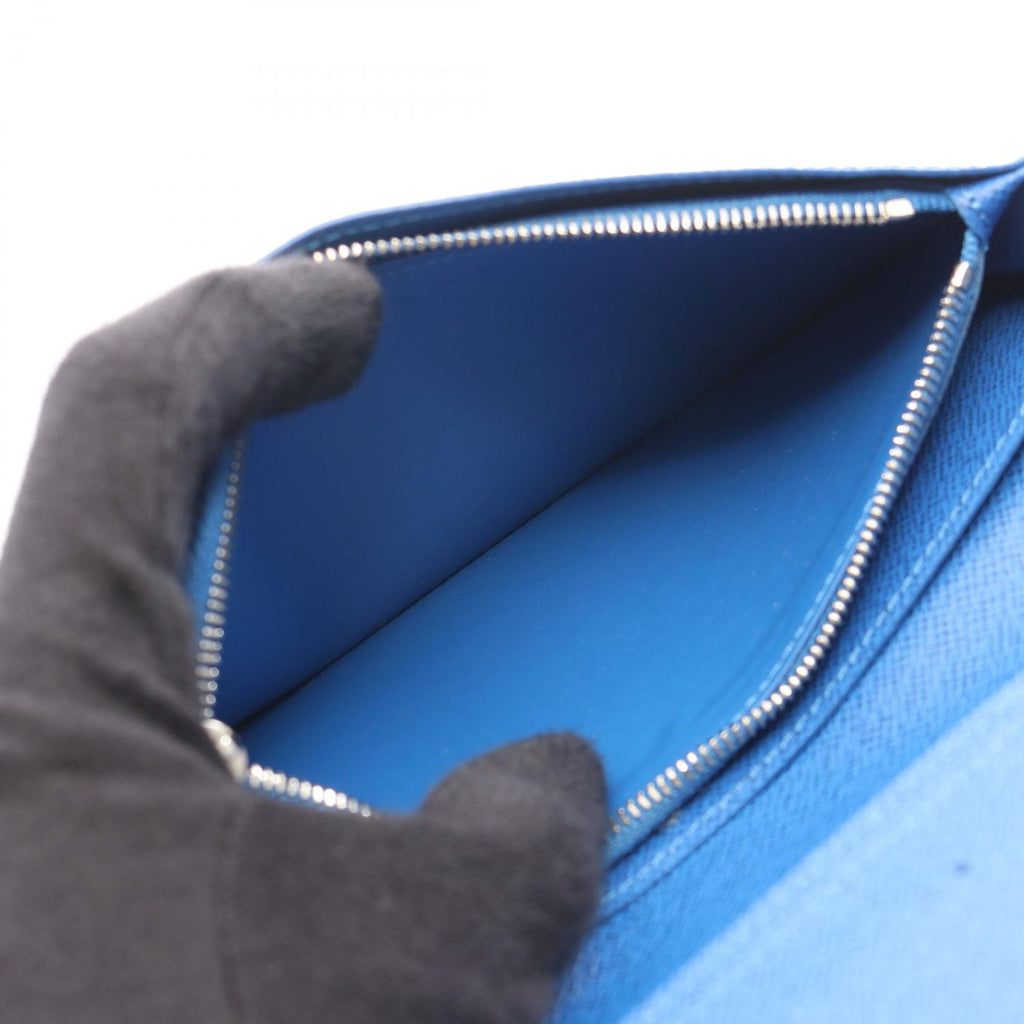 Louis Vuitton Bifold Wallet Portefeuille Brazza NM Grilloche Blue Leather — view 5