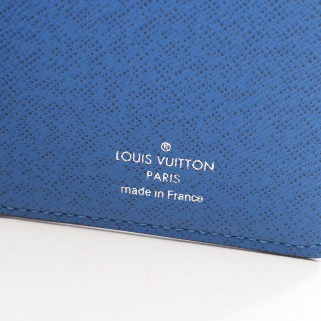 Louis Vuitton Bifold Wallet Portefeuille Brazza NM Grilloche Blue Leather — view 4