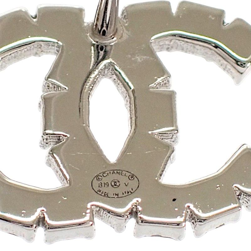 Chanel CC Logo Earrings Metal Crystal Silver Both Ears — view 7