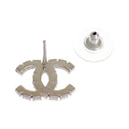 Chanel CC Logo Earrings Metal Crystal Silver Both Ears — view 6