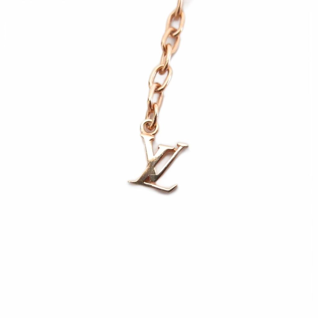 Louis Vuitton Collier Gamble Necklace LV Logo Cube Rhinestone Gold — view 6