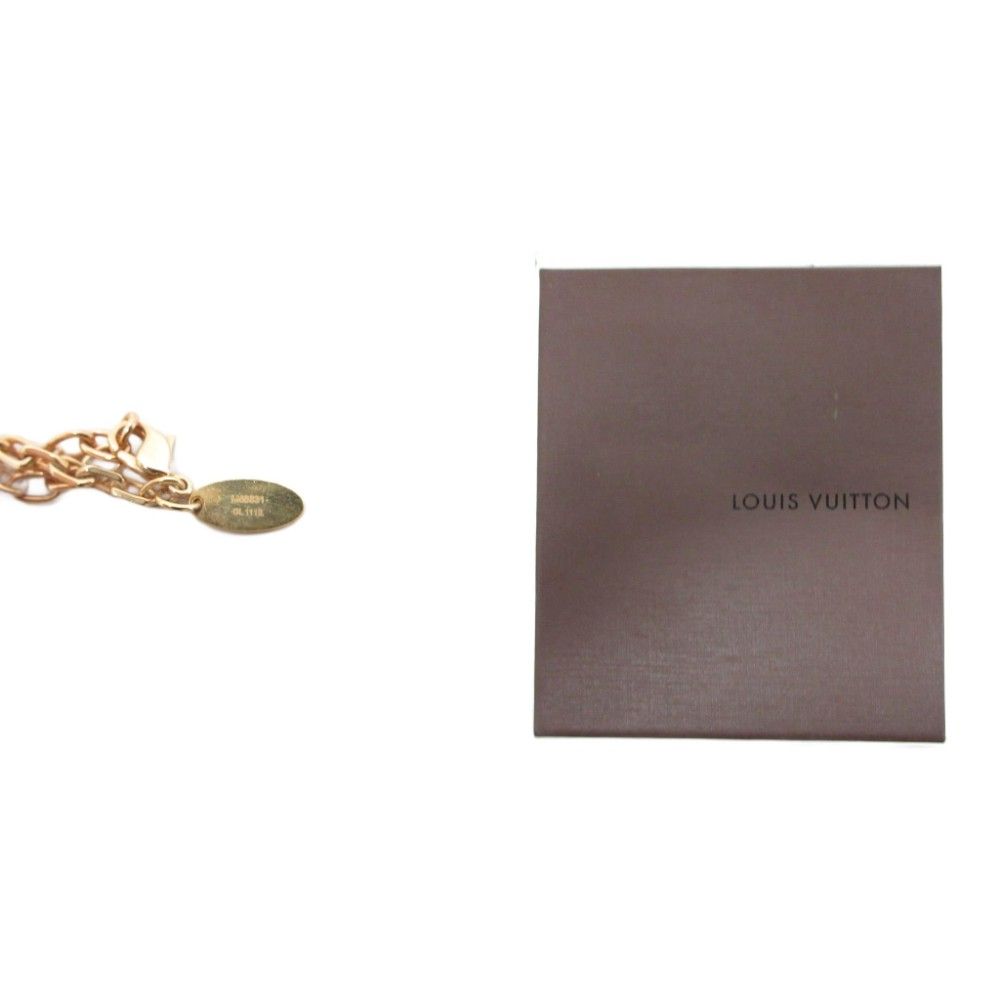 Louis Vuitton Collier Gamble Necklace LV Logo Cube Rhinestone Gold — view 7