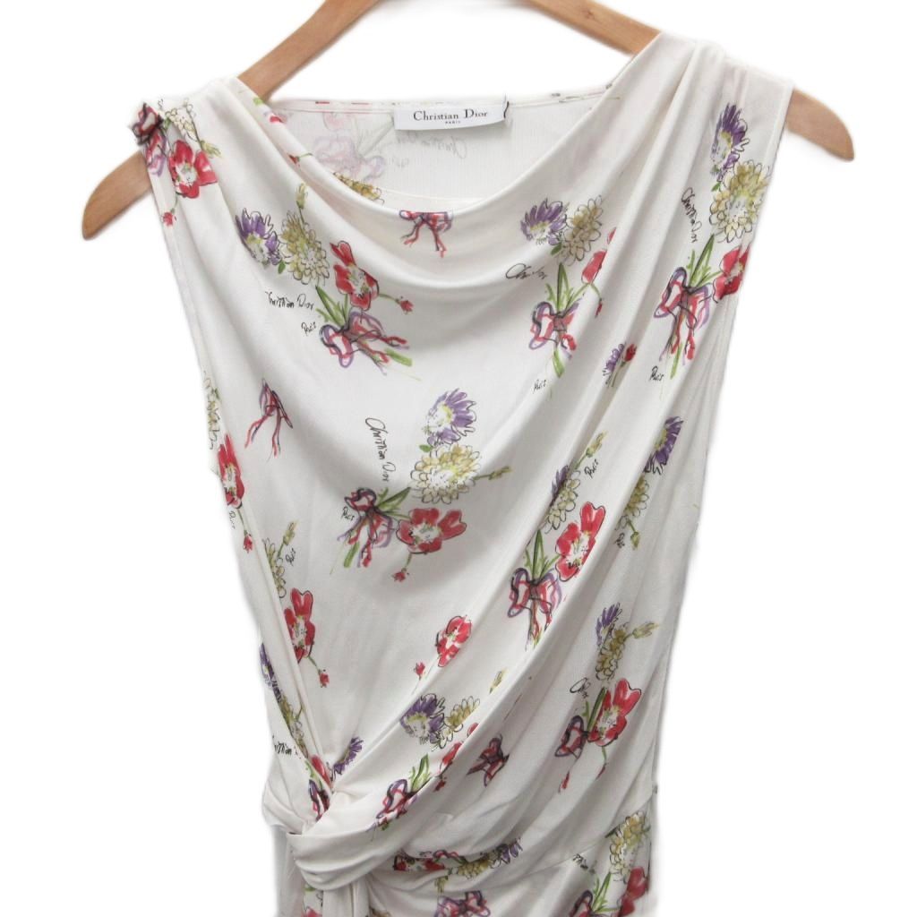 Dior Dress Sleeveless Calf Long Twist Allover Pattern 34 Ivory Multicolor — view 3