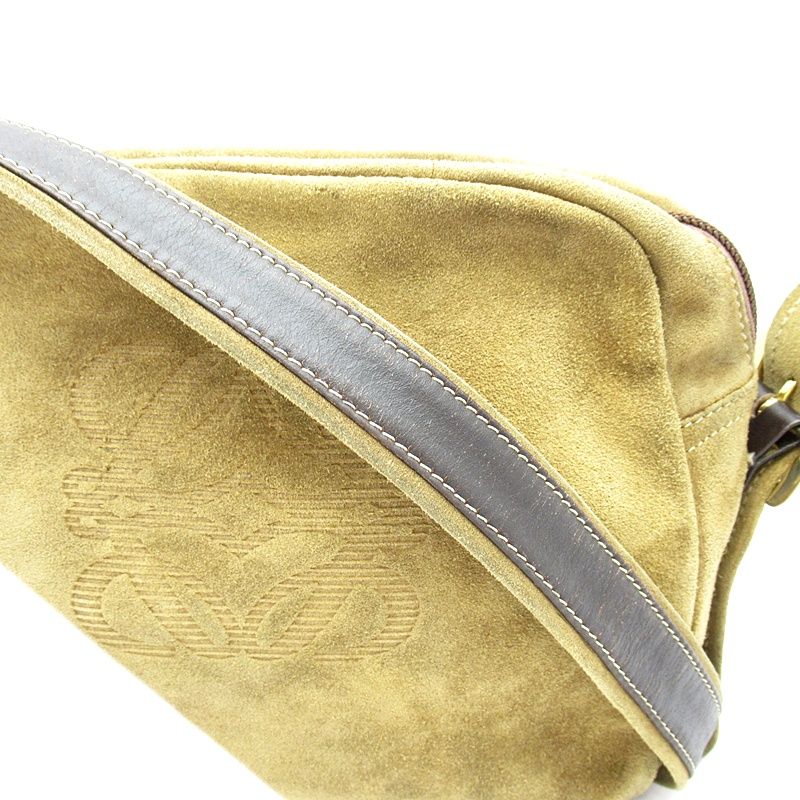 Loewe Anagram Shoulder Bag Suede Leather Beige — view 2