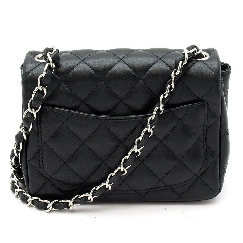 Chanel Mini Quilted Chain Shoulder Bag Lambskin Black — view 4