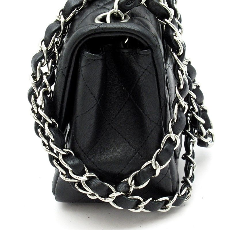 Chanel Mini Quilted Chain Shoulder Bag Lambskin Black — view 3