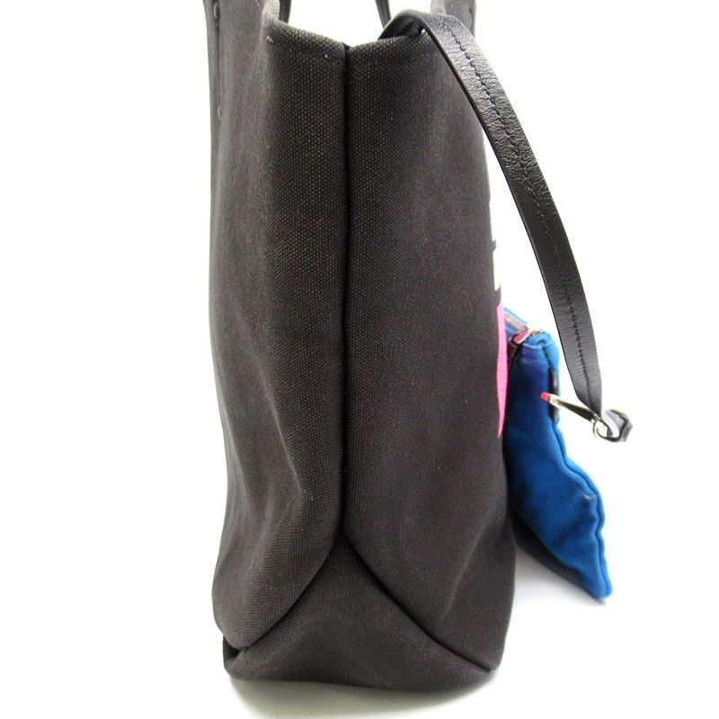 Prada Tote Canvas Leather Shoulder Bag Black — view 5