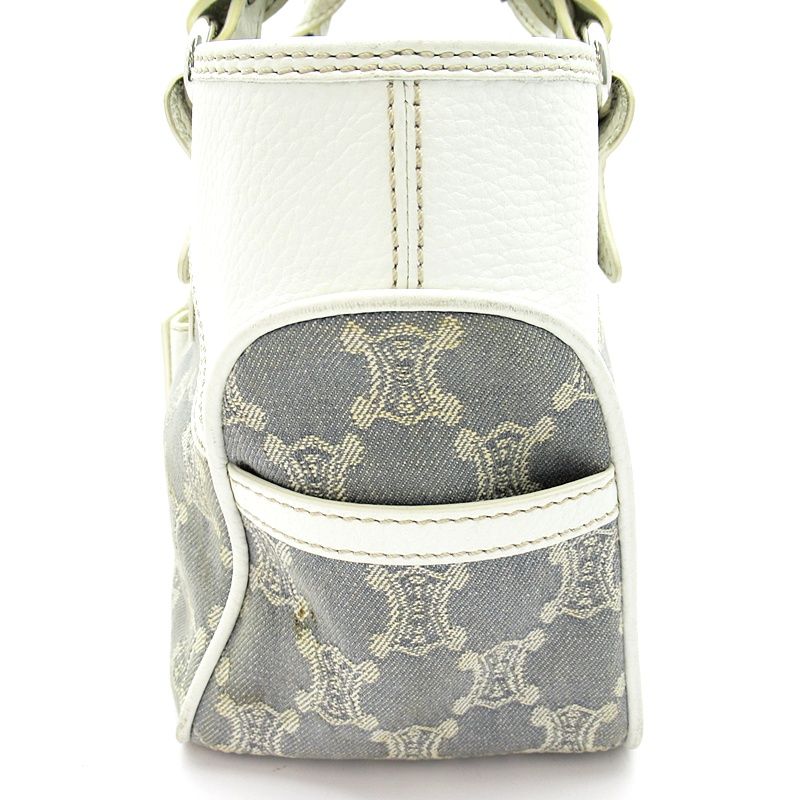 Celine Boogie Bag Canvas Leather Handbag Blue White — view 3