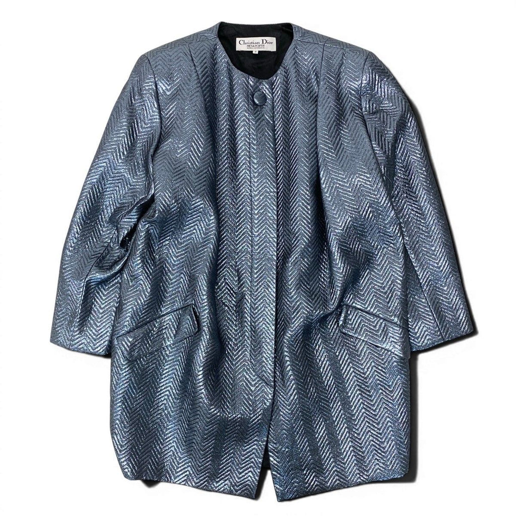 Dior Color Coat Metallic Herringbone 9 Sizes Blue Gray — view 2