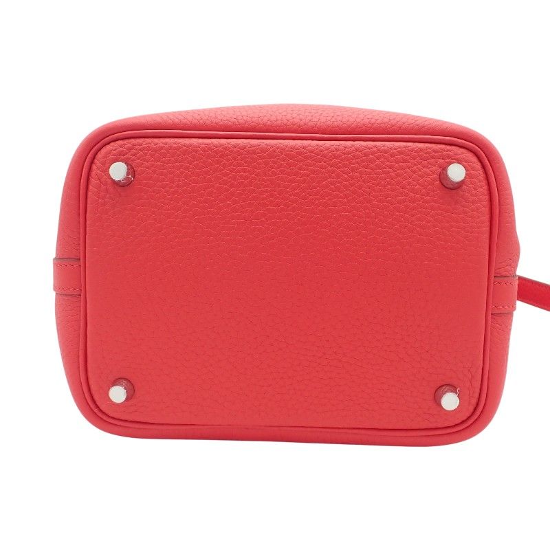 Hermes Picotin Lock PM Handbag Taurillon Clemence Rouge Ladieu Silver — view 5